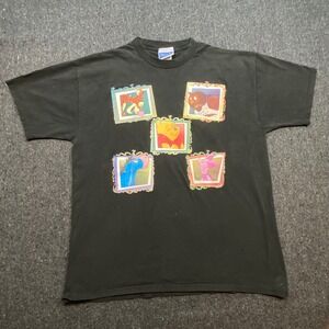 Disney Vintage 90s Mens XL Pooh & Friends Graphic Shirt Brazos Made in USA Black